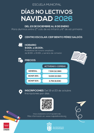 Imagen Majadahonda adelanta la inscripción en “Días sin Cole” para que las familias puedan preparar su conciliación durante las próximas Navidades